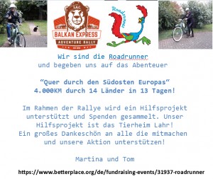 Balkanexpress 2019 / Team Roadrunner für Tierheim Lahr
